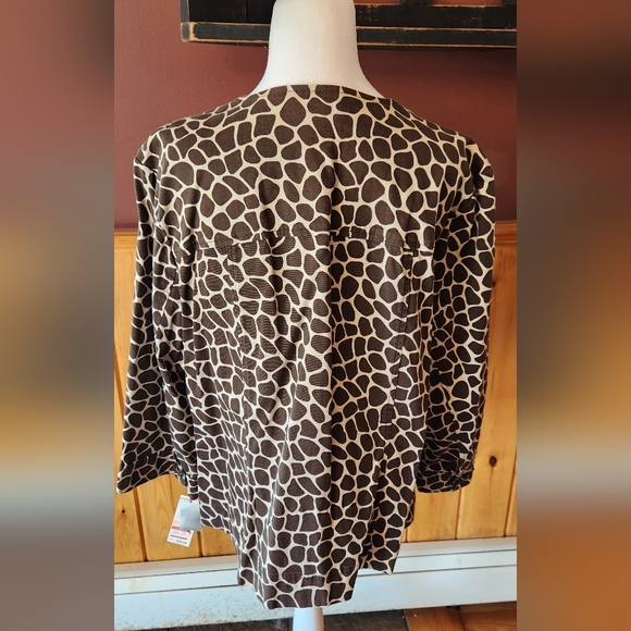 Charter Club Giraffe Print Button Up Lightweight Jacket Blazer Top Size 2X - Picture 3 of 10